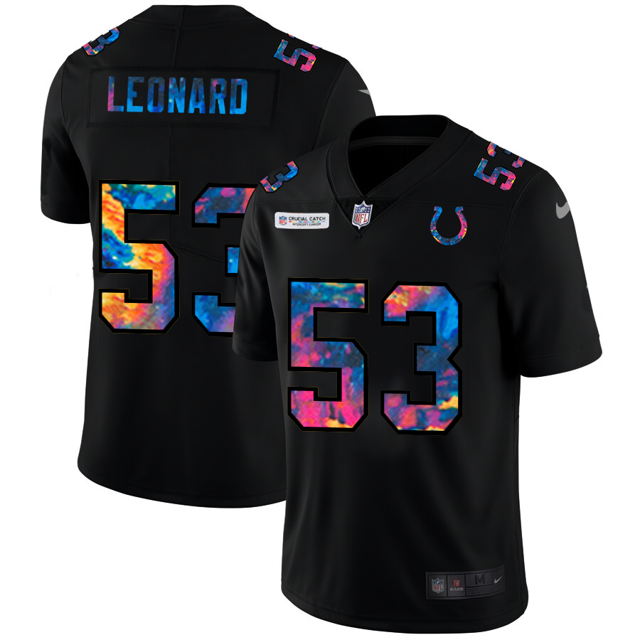 Indianapolis Colts #53 Darius Leonard Men's Nike Multi-Color Black 2020 NFL Crucial Catch Vapor Untouchable Limited Jersey