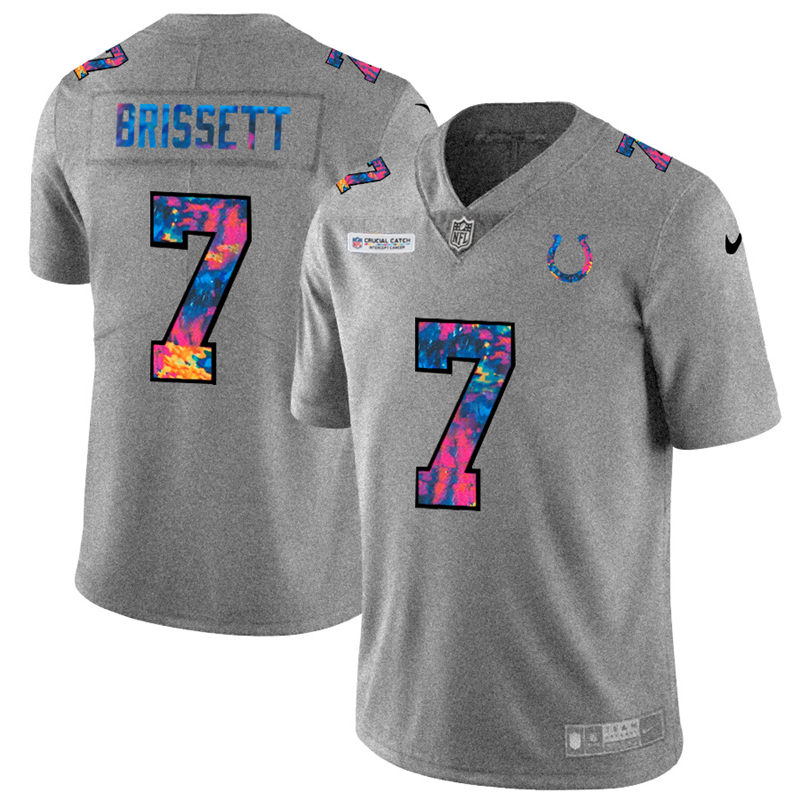 Indianapolis Colts #7 Jacoby Brissett Men's Nike Multi-Color 2020 NFL Crucial Catch NFL Jersey Greyheather