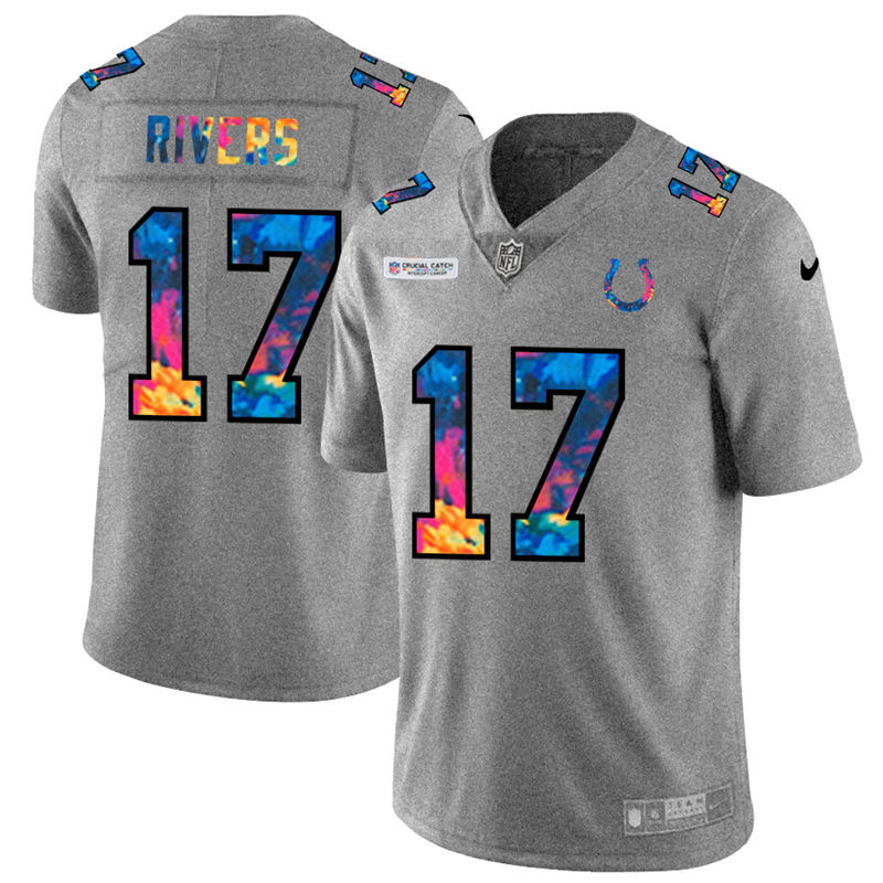 Indianapolis Colts #17 Philip Rivers Men's Nike Multi-Color 2020 NFL Crucial Catch NFL Jersey Greyheather