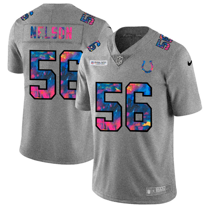 Indianapolis Colts #56 Quenton Nelson Men's Nike Multi-Color 2020 NFL Crucial Catch NFL Jersey Greyheather