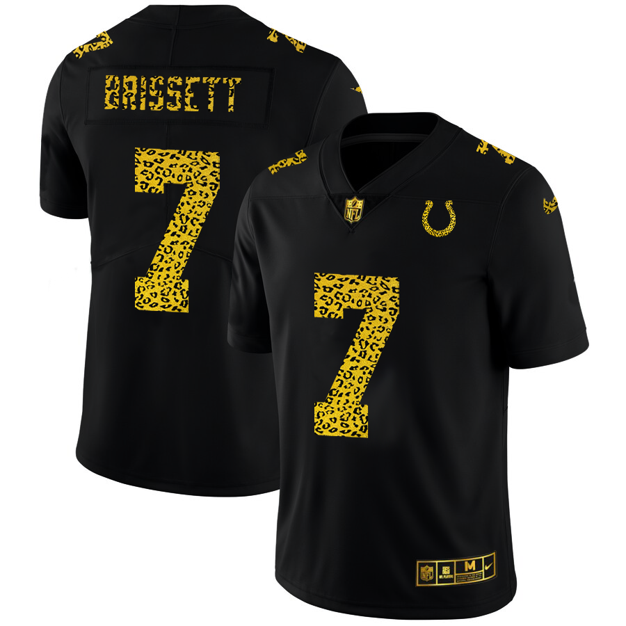 Indianapolis Colts #7 Jacoby Brissett Men's Nike Leopard Print Fashion Vapor Limited NFL Jersey Black