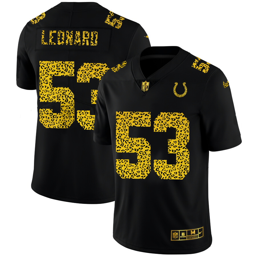 Indianapolis Colts #53 Darius Leonard Men's Nike Leopard Print Fashion Vapor Limited NFL Jersey Black
