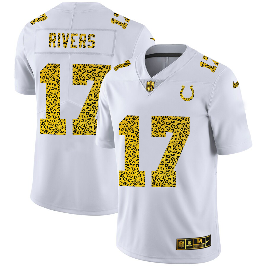 Indianapolis Colts #17 Philip Rivers Men's Nike Flocked Leopard Print Vapor Limited NFL Jersey White