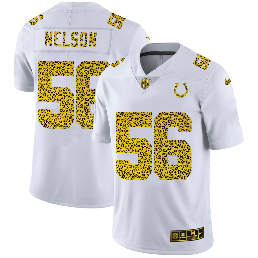 Indianapolis Colts #56 Quenton Nelson Men's Nike Flocked Leopard Print Vapor Limited NFL Jersey White