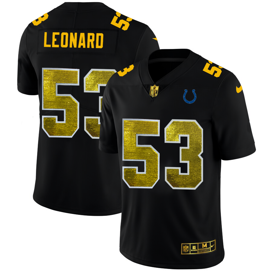 Indianapolis Colts #53 Darius Leonard Men's Black Nike Golden Sequin Vapor Limited NFL Jersey