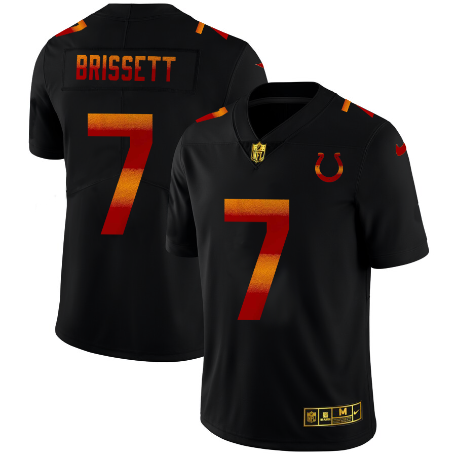 Indianapolis Colts #7 Jacoby Brissett Men's Black Nike Red Orange Stripe Vapor Limited NFL Jersey
