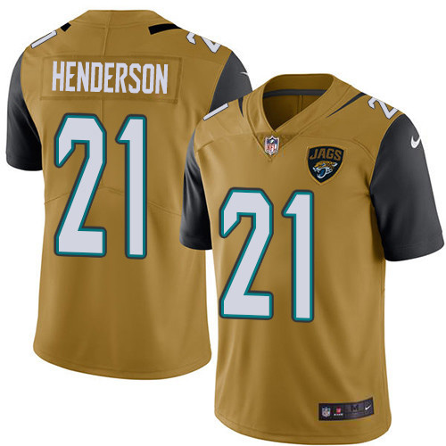 Nike Jaguars #21 C.J. Henderson Gold Men's Stitched NFL Limited Rush Jersey