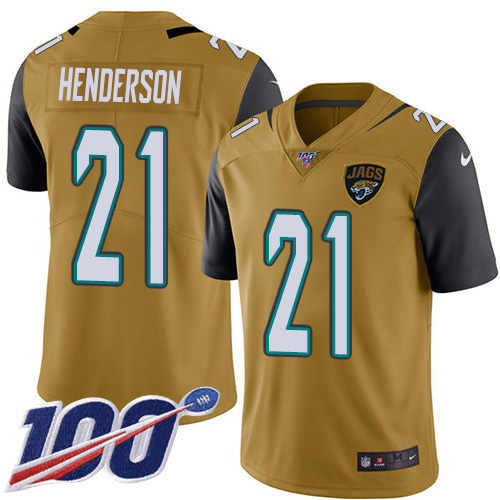 Nike Jaguars #21 C.J. Henderson Gold Men's Stitched NFL Limited Rush 100th Season Jersey