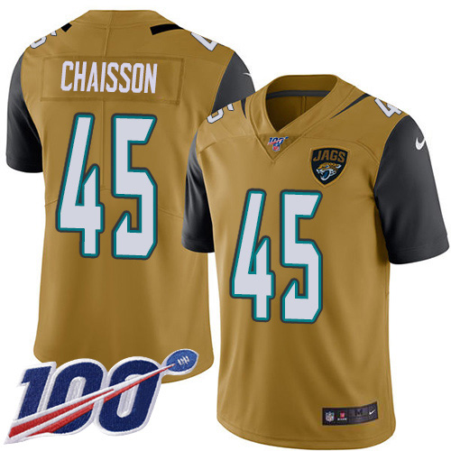 Nike Jaguars #45 K'Lavon Chaisson Gold Men's Stitched NFL Limited Rush 100th Season Jersey