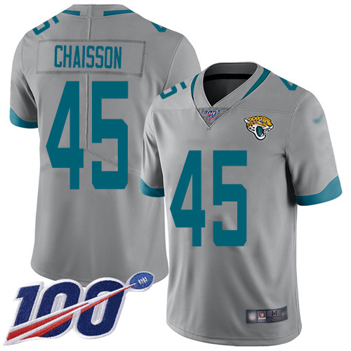 Nike Jaguars #45 K'Lavon Chaisson Silver Men's Stitched NFL Limited Inverted Legend 100th Season Jersey