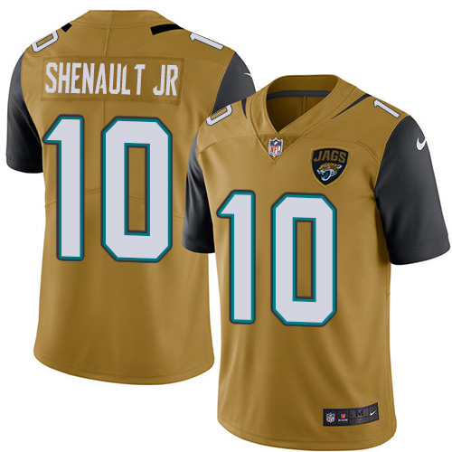 Nike Jaguars #10 Laviska Shenault Jr. Gold Men's Stitched NFL Limited Rush Jersey