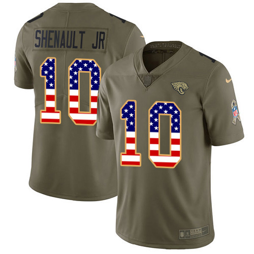 Nike Jaguars #10 Laviska Shenault Jr. Olive/USA Flag Men's Stitched NFL Limited 2017 Salute To Service Jersey