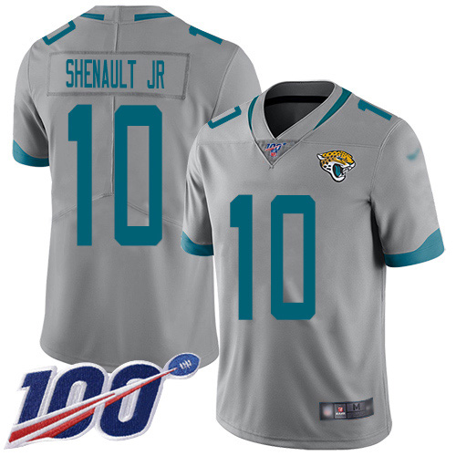 Nike Jaguars #10 Laviska Shenault Jr. Silver Men's Stitched NFL Limited Inverted Legend 100th Season Jersey Nike Jaguars #10 Laviska Shenault Jr. Silver Men's Stitched NFL Limited Inverted Legend 100th Season Jersey
