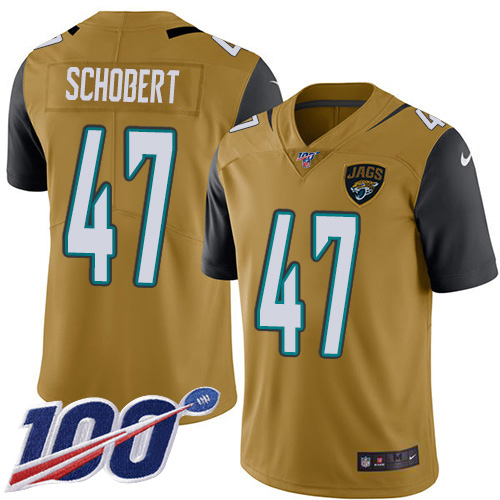 Nike Jaguars #47 Joe Schobert Gold Men's Stitched NFL Limited Rush 100th Season Jersey