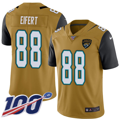 Nike Jaguars #88 Tyler Eifert Gold Men's Stitched NFL Limited Rush 100th Season Jersey
