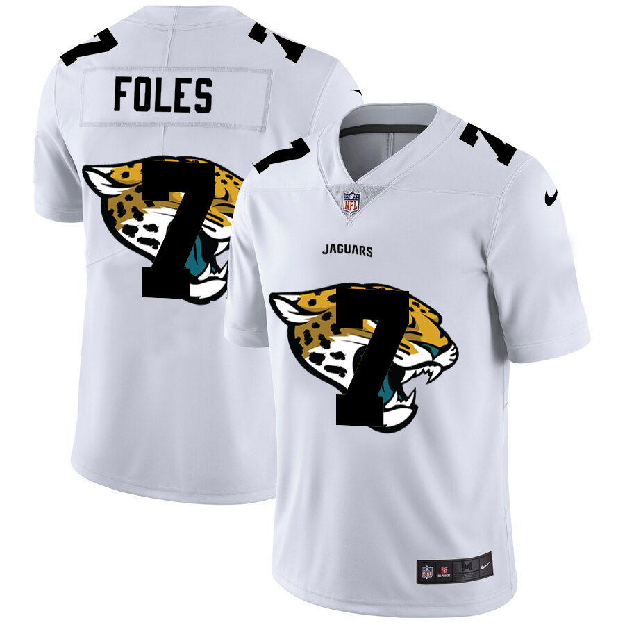 Jacksonville Jaguars #7 Nick Foles White Men's Nike Team Logo Dual Overlap Limited NFL Jersey