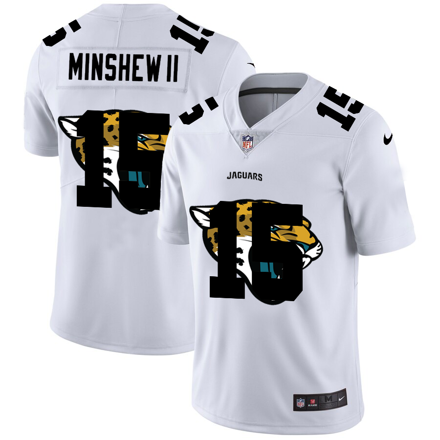 Jacksonville Jaguars #15 Gardner Minshew II White Men's Nike Team Logo Dual Overlap Limited NFL Jersey