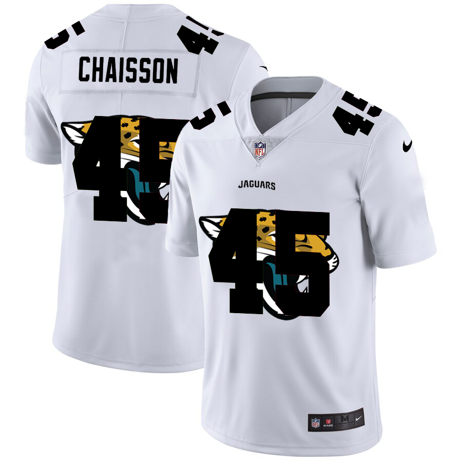 Jacksonville Jaguars #45 K'Lavon Chaisson White Men's Nike Team Logo Dual Overlap Limited NFL Jersey