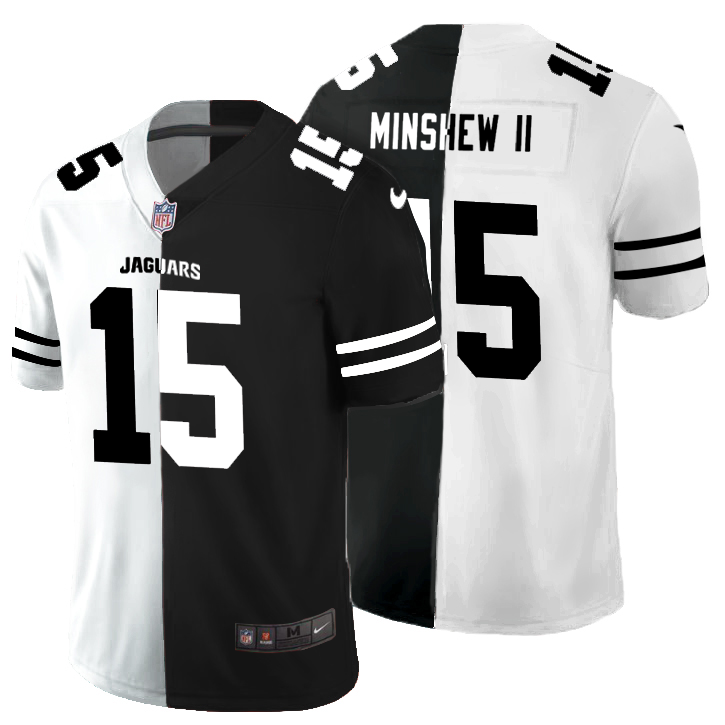 Jacksonville Jaguars #15 Gardner Minshew II Men's Black V White Peace Split Nike Vapor Untouchable Limited NFL Jersey