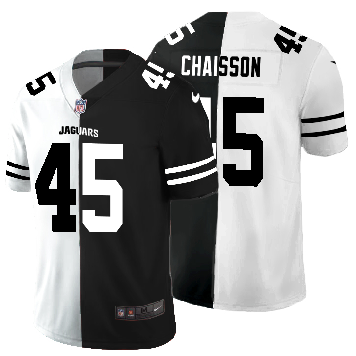 Jacksonville Jaguars #45 K'Lavon Chaisson Men's Black V White Peace Split Nike Vapor Untouchable Limited NFL Jersey