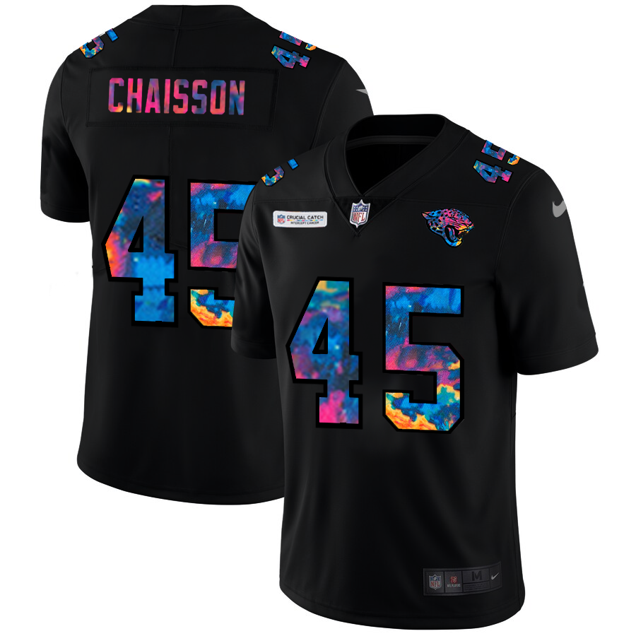 Jacksonville Jaguars #45 K'Lavon Chaisson Men's Nike Multi-Color Black 2020 NFL Crucial Catch Vapor Untouchable Limited Jersey