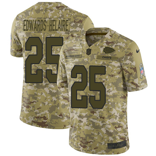 Nike Chiefs #25 Clyde Edwards-Helaire Camo Men's Stitched NFL Limited 2018 Salute To Service Jersey