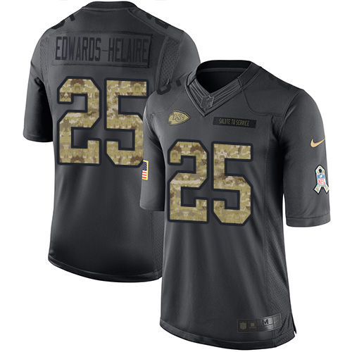 Nike Chiefs #25 Clyde Edwards-Helaire Black Men's Stitched NFL Limited 2016 Salute to Service Jersey