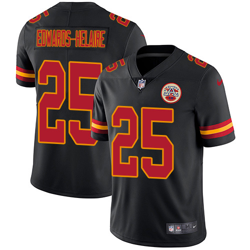 Nike Chiefs #25 Clyde Edwards-Helaire Black Men's Stitched NFL Limited Rush Jersey