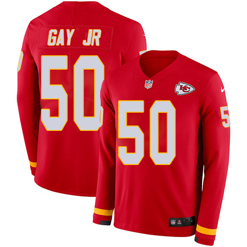 Nike Chiefs #50 Willie Gay Jr. Red Team Color Men's Stitched NFL Limited Therma Long Sleeve Jersey
