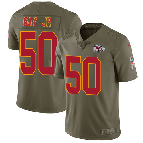 Nike Chiefs #50 Willie Gay Jr. Olive Men's Stitched NFL Limited 2017 Salute To Service Jersey