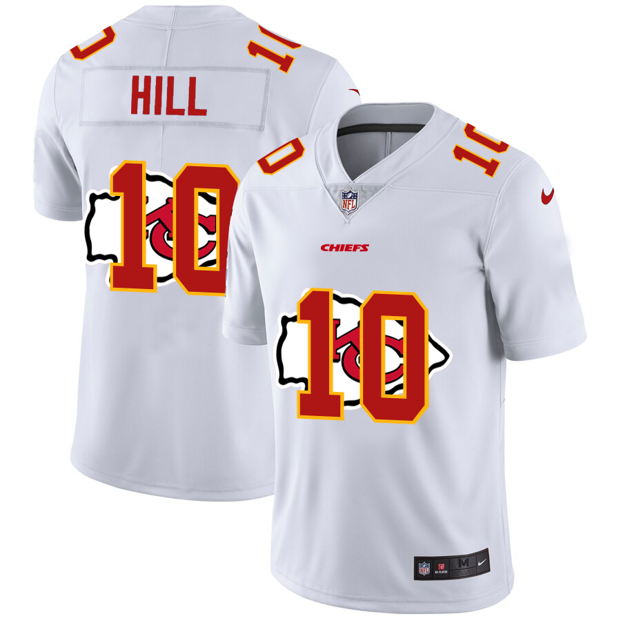 Kansas City Chiefs #10 Tyreek Hill White Men's Nike Team Logo Dual Overlap Limited NFL Jersey