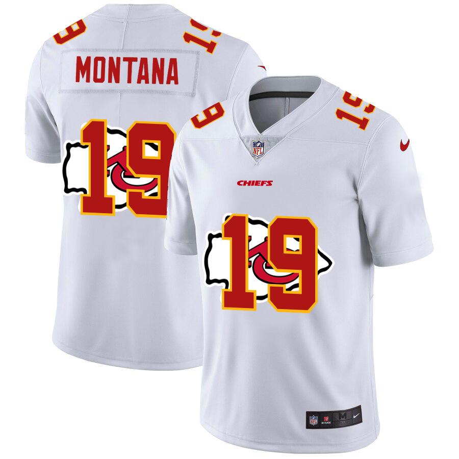 Kansas City Chiefs #19 Joe Montana White Men's Nike Team Logo Dual Overlap Limited NFL Jersey