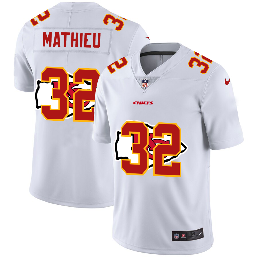 Kansas City Chiefs #32 Tyrann Mathieu White Men's Nike Team Logo Dual Overlap Limited NFL Jersey