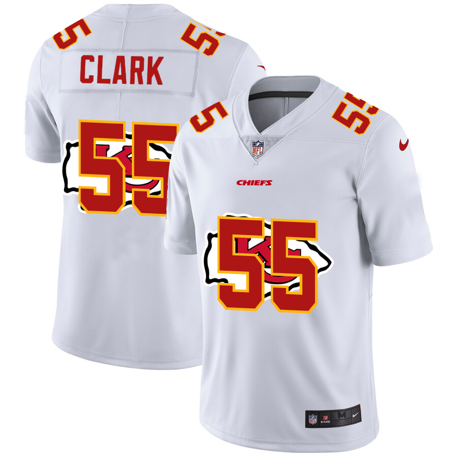 Kansas City Chiefs #55 Frank Clark White Men's Nike Team Logo Dual Overlap Limited NFL Jersey