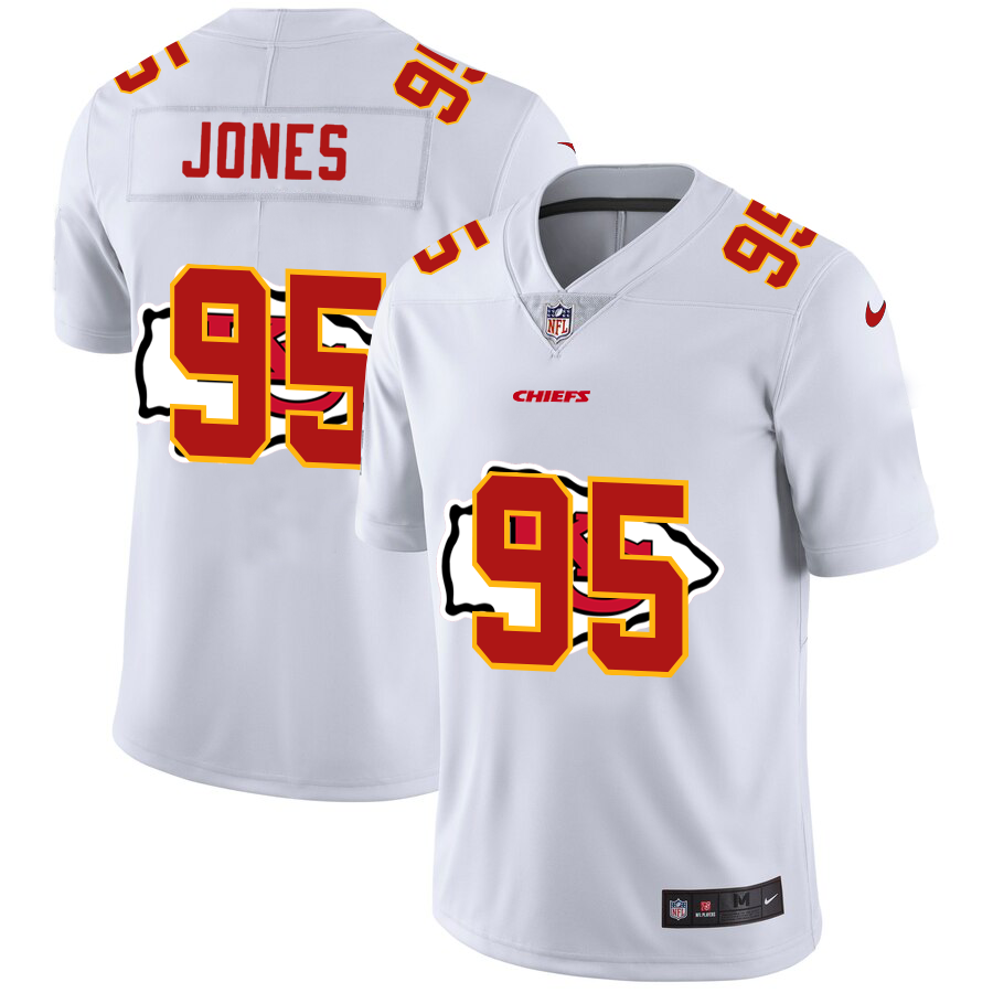 Kansas City Chiefs #95 Chris Jones White Men's Nike Team Logo Dual Overlap Limited NFL Jersey