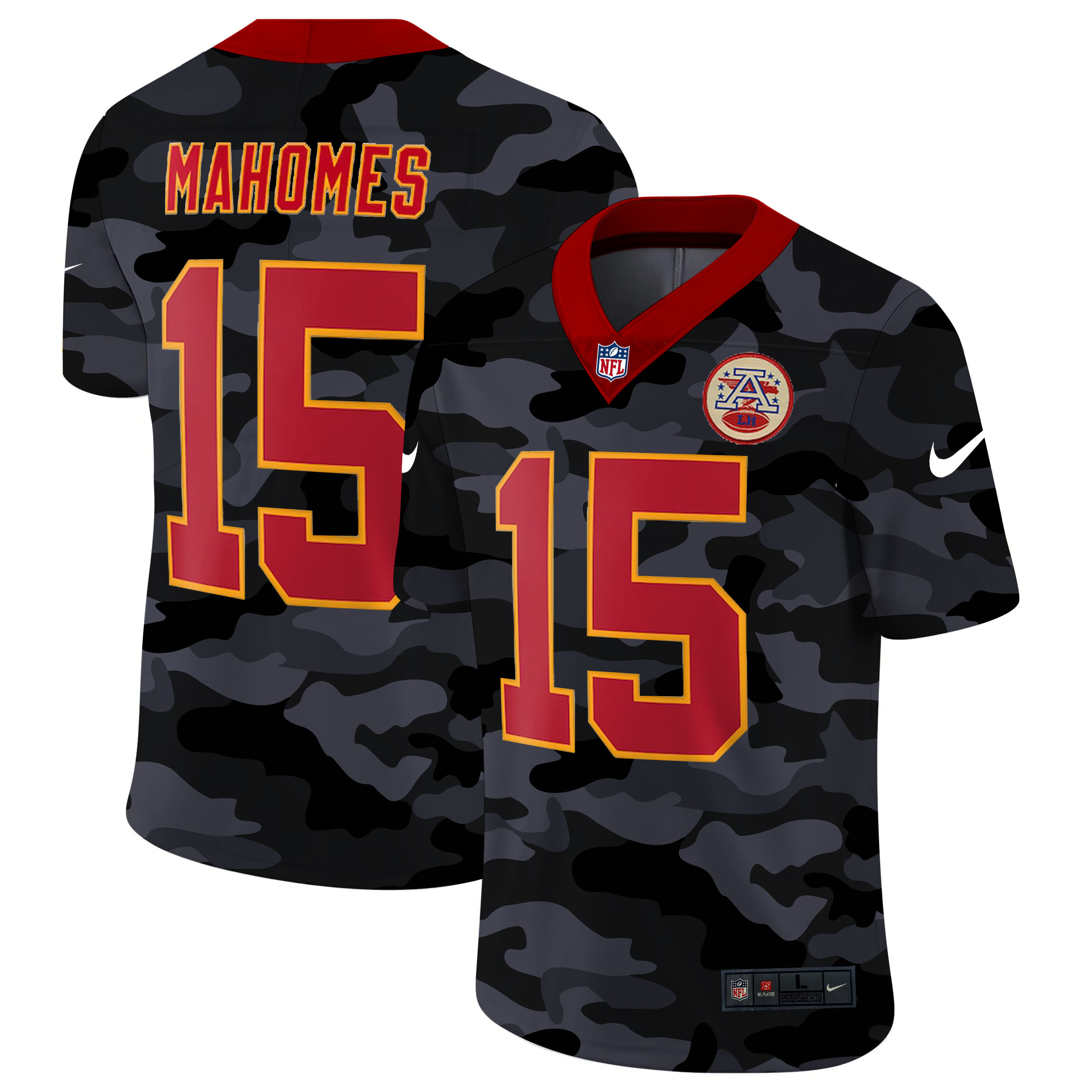 Kansas City Chiefs #15 Patrick Mahomes Men's Nike 2020 Black CAMO Red Vapor Untouchable Limited Stitched NFL Jersey