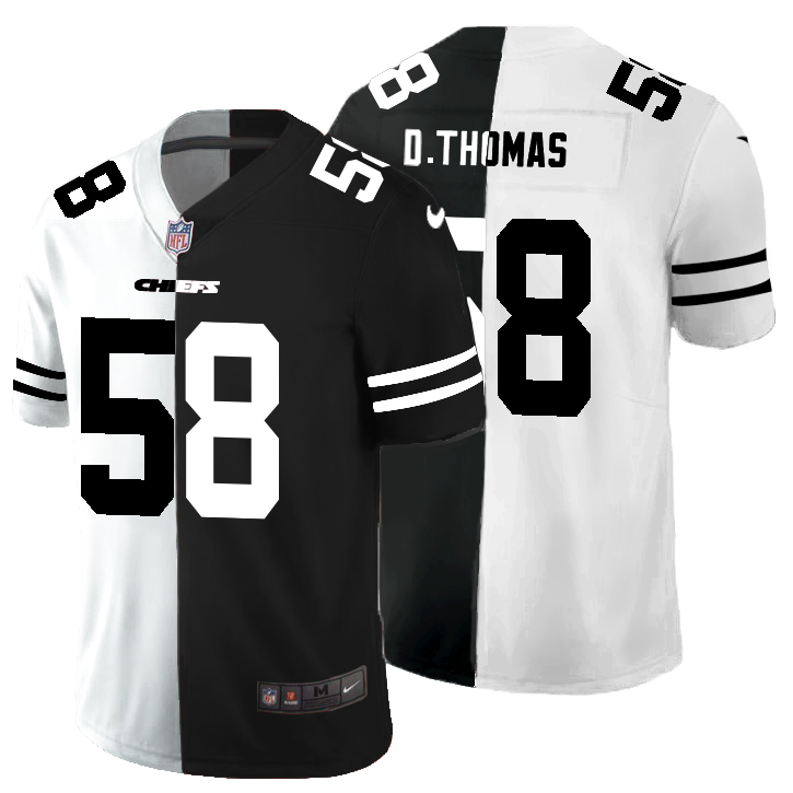 Kansas City Chiefs #58 Derrick Thomas Men's Black V White Peace Split Nike Vapor Untouchable Limited NFL Jersey