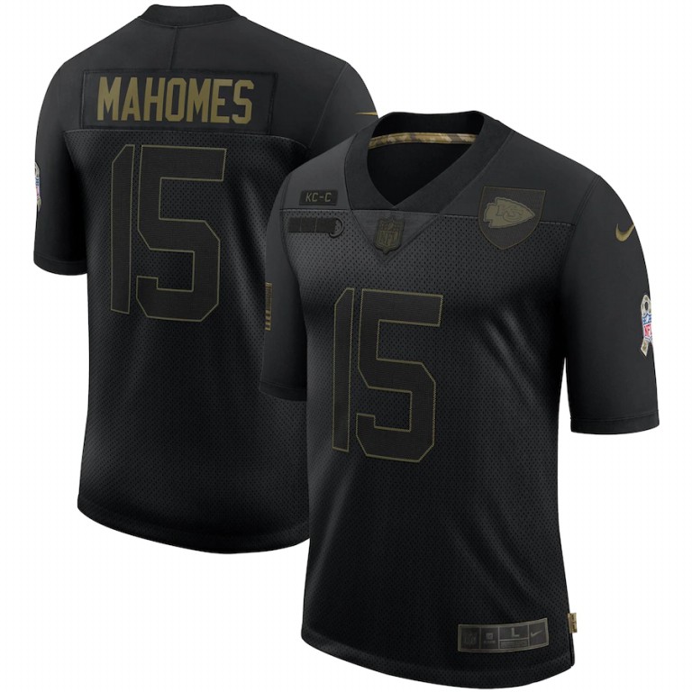 Kansas City Chiefs #15 Patrick Mahomes Nike 2020 Salute To Service Limited Jersey Black