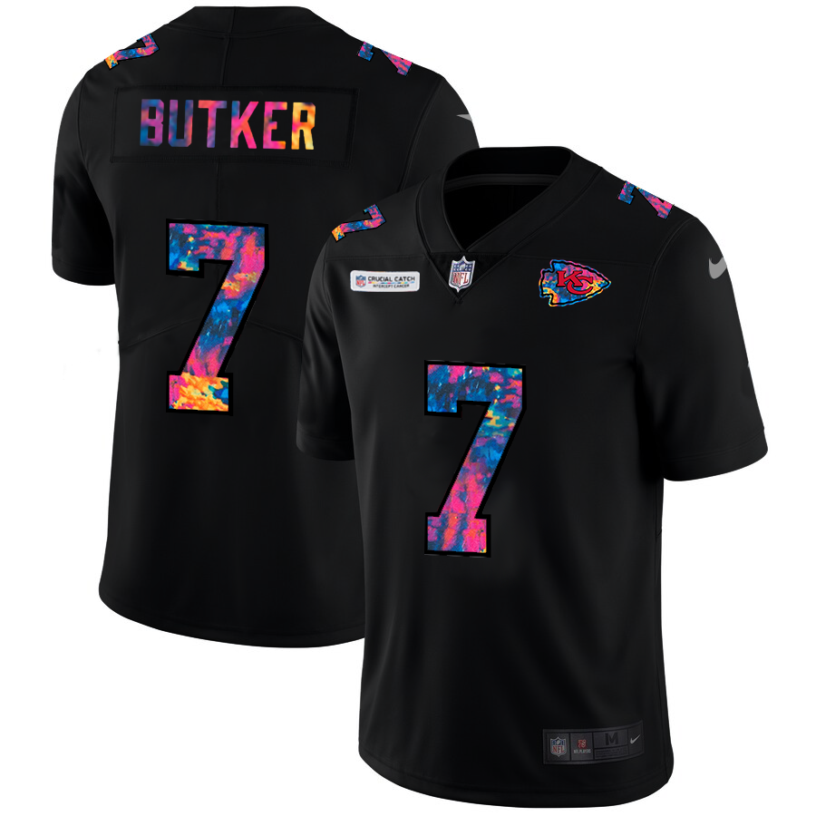 Kansas City Chiefs #7 Harrison Butker Men's Nike Multi-Color Black 2020 NFL Crucial Catch Vapor Untouchable Limited Jersey