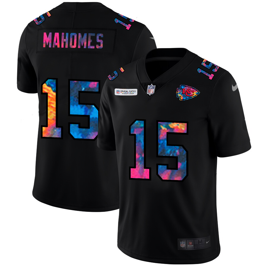 Kansas City Chiefs #15 Patrick Mahomes Men's Nike Multi-Color Black 2020 NFL Crucial Catch Vapor Untouchable Limited Jersey