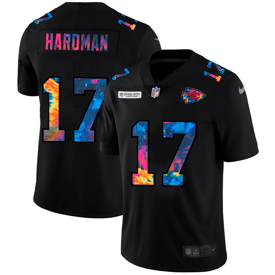 Kansas City Chiefs #17 Mecole Hardman Men's Nike Multi-Color Black 2020 NFL Crucial Catch Vapor Untouchable Limited Jersey
