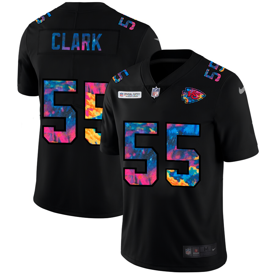 Kansas City Chiefs #55 Frank Clark Men's Nike Multi-Color Black 2020 NFL Crucial Catch Vapor Untouchable Limited Jersey