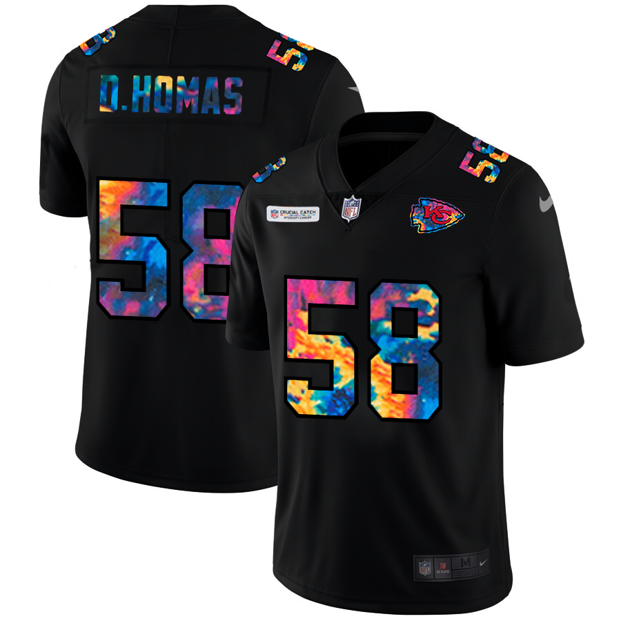 Kansas City Chiefs #58 Derrick Thomas Men's Nike Multi-Color Black 2020 NFL Crucial Catch Vapor Untouchable Limited Jersey