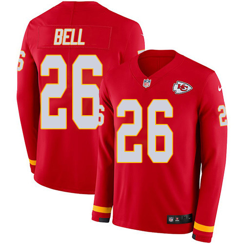 Nike Chiefs #26 Le'Veon Bell Red Team Color Men's Stitched NFL Limited Therma Long Sleeve Jersey