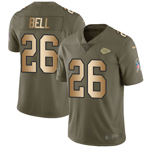Nike Chiefs #26 Le'Veon Bell Olive/Gold Men's Stitched NFL Limited 2017 Salute To Service Jersey