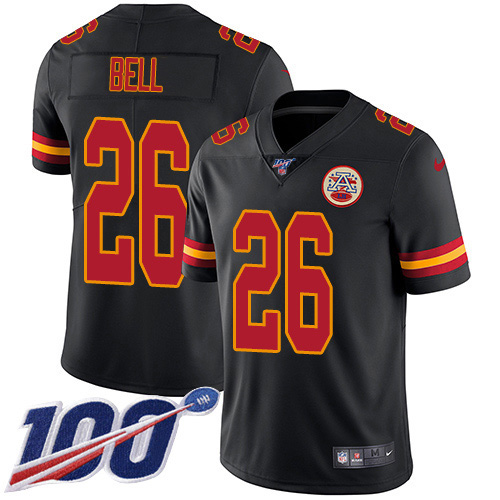 Nike Chiefs #26 Le'Veon Bell Black Men's Stitched NFL Limited Rush 100th Season Jersey