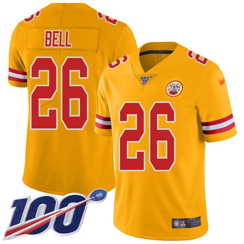 Nike Chiefs #26 Le'Veon Bell Gold Men's Stitched NFL Limited Inverted Legend 100th Season Jersey Nike Chiefs #26 Le'Veon Bell Gold Men's Stitched NFL Limited Inverted Legend 100th Season Jersey