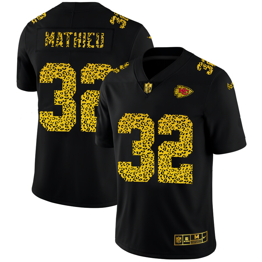 Kansas City Chiefs #32 Tyrann Mathieu Men's Nike Leopard Print Fashion Vapor Limited NFL Jersey Black