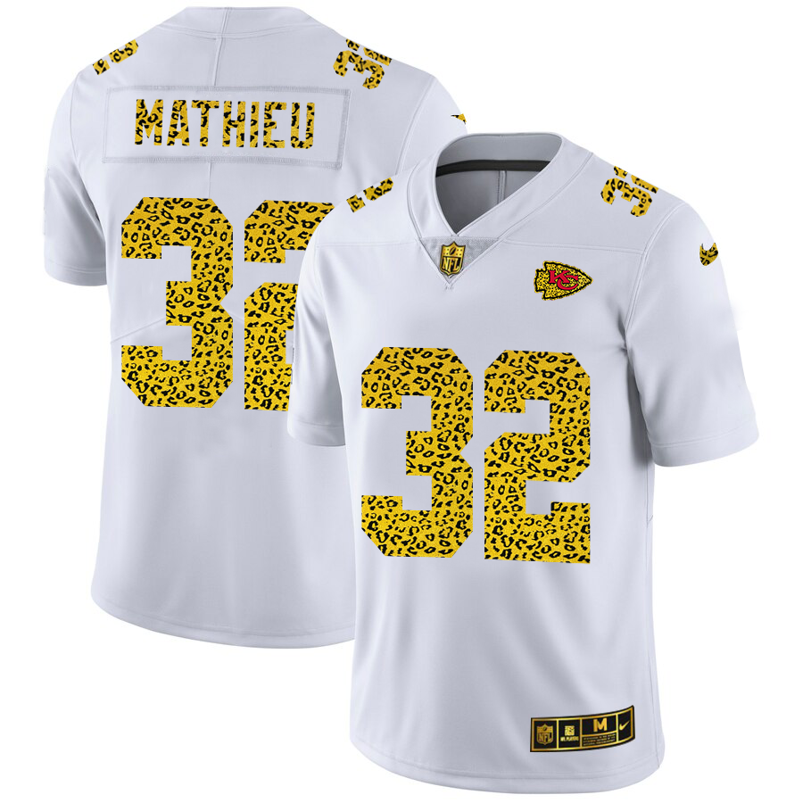 Kansas City Chiefs #32 Tyrann Mathieu Men's Nike Flocked Leopard Print Vapor Limited NFL Jersey White