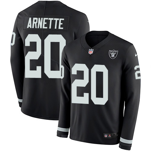Nike Raiders #20 Damon Arnette Black Team Color Men's Stitched NFL Limited Therma Long Sleeve Jersey